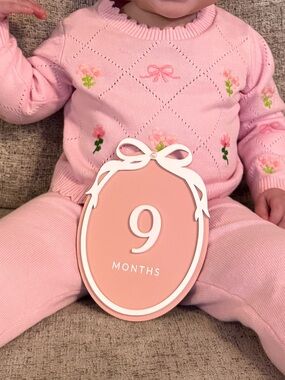 Pink Knit Sweater & Pants Set with Floral Embroidery